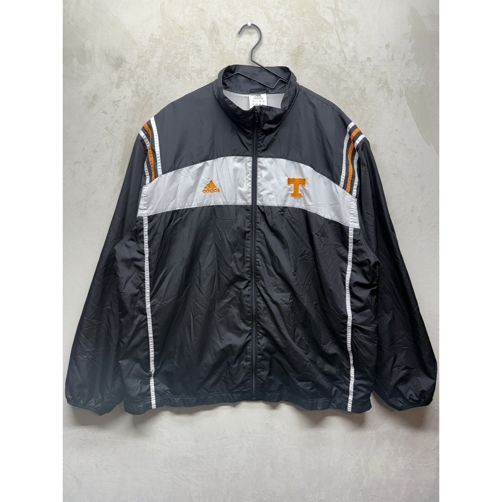 VTG Y2K Adidas Tennessee Volunteers Jacket Mens XXL Black White Windbreaker